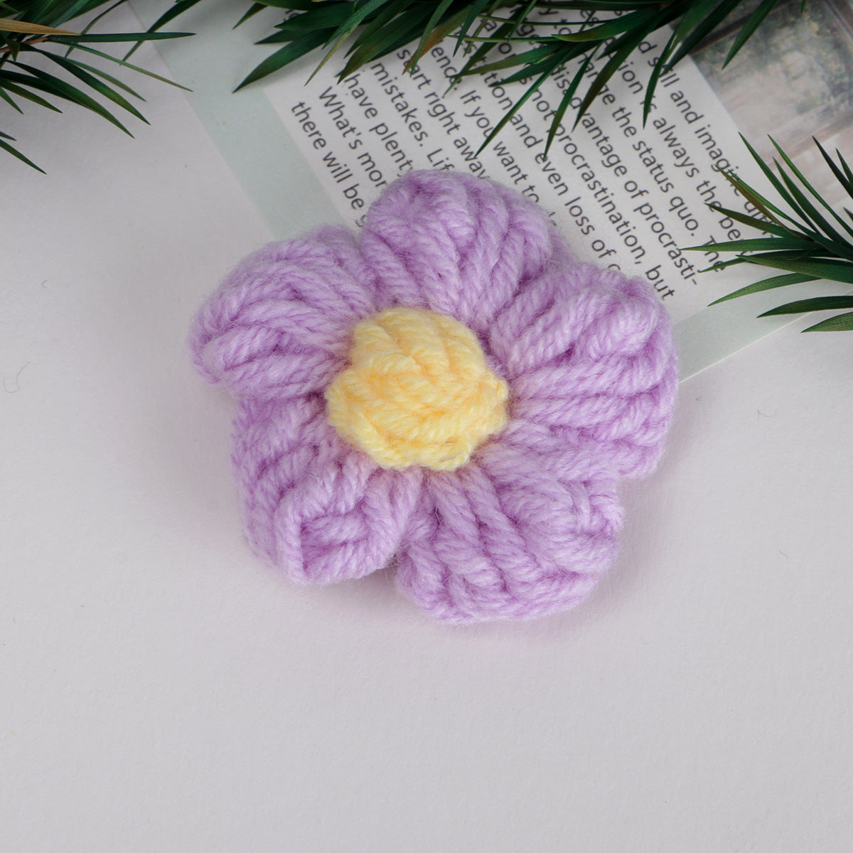 Knit Daisy Fabric Flower with Center Accent - Product Detail Photo 3
