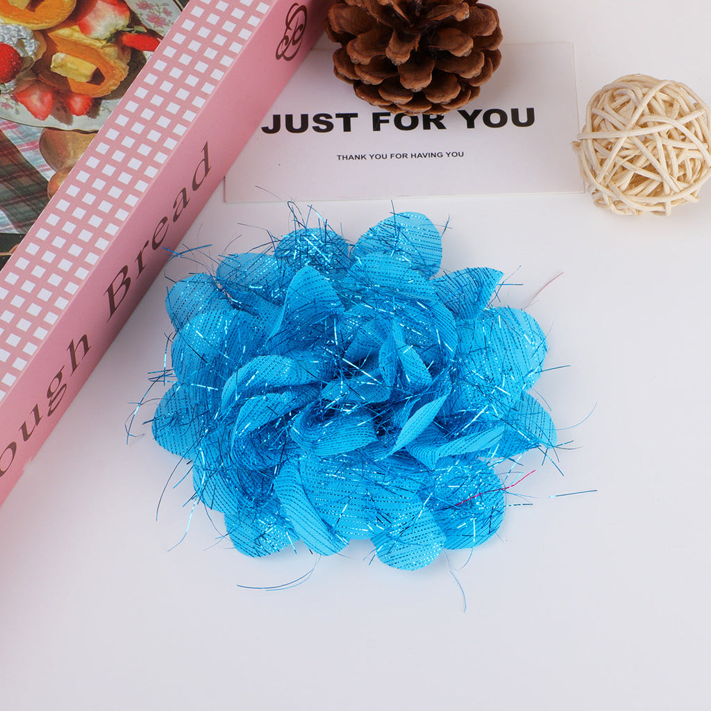 Tinsel Sparkle Ruffled Fabric Flower Applique - Product Detail Photo 3