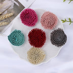 Textured Spike Pom Fabric Flower Applique - Pink 5CM