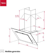 TEKA Campana Extractora de Pared 70 cm, Motor Doble EcoPower, Aspiración Perimetral, 3+1 Velocidades Fresh Air Aspiración 98m3 Ruido 61dB 2 LED DVT 78660 TBS