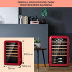 Klarstein Weinkühlschrank, Getränkekühlschrank Schmal, Kühlschrank mit Glastür, Getränkekühlschränke Freistehend, Weinkühlschrank Klein, Weinkühlschränke 1 Zone, UV-Schutz, 4-22 °C, 19 Flaschen