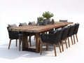 Conjuntos de comedor de jardín madera maciza 200x100x75 cm - marrón-negro - mesa y 8 sillas - diseño moderno