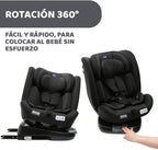Chicco Unico EVO I'Size Classic, Silla de Coche ISOFIX para Bebés y Niños de 40 a 150 cm, Grupo 0123 Desde Recién Nacido hasta 12 Años, Giratoria 360º, Reductor, Ajustable y Protección Lateral, Negra