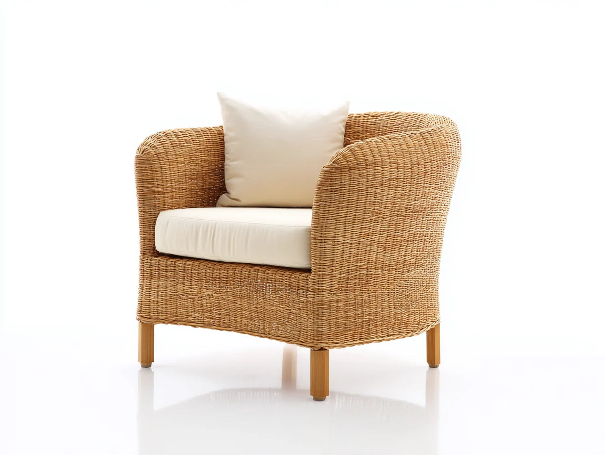 Sillones de ratán 88x86x82 cm marrón natural y beige - diseño redondeado para exterior