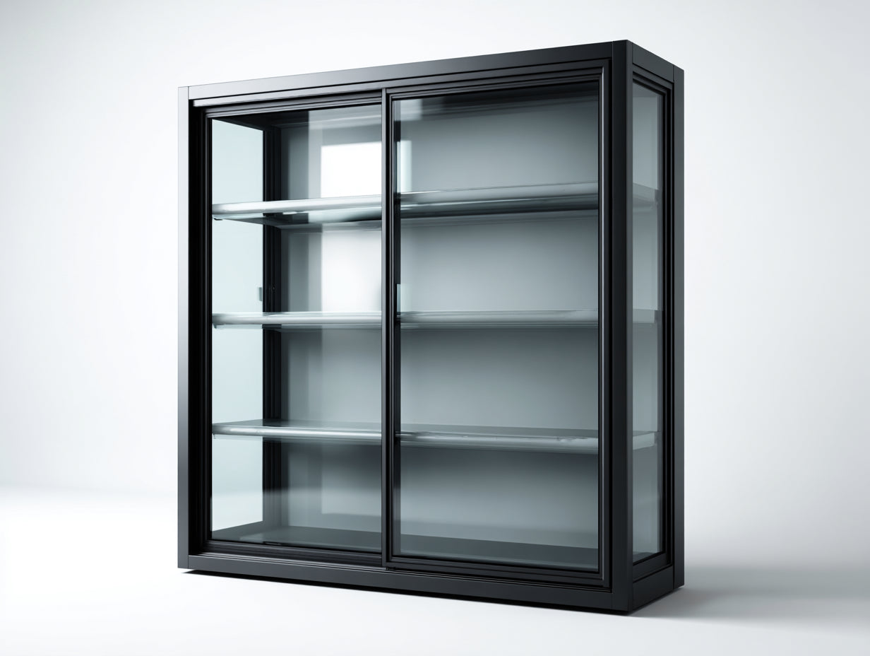 Vitrina metal vidrio 120x40x120 cm negro estilo industrial