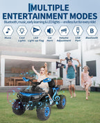 Garvee Quad Eléctrico Niño 12 V, Coche Eléctrico 4 Ruedas Todoterreno con 2 Motores, Mando a Distancia Parental, Suspensión, Faros LED, Música, Bluetooth, USB, Bandera Luminosa, a Partir de 3 años