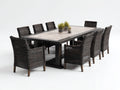 Conjuntos de comedor de jardín de ratán sintético 200x100x75 cm - negro marrón - mesa con 8 sillas - diseño moderno exterior