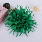 Spike Petal Pom Fabric Flower with Beads - Blue 18CM