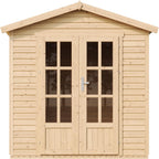 Caseta de Jardín de Madera con Tejas bituminosas Gris A233 x P222 x A233 cm, Oficina Caseta de Madera con Piso, Ventana, Puerta Doble, Cabaña de Jardín, Taller o Estudio de Jardín TIMBELA M351FB