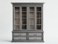 Vitrinas de madera y vidrio 160x45x200 cm - gris - diseño clásico con 4 puertas y 4 cajones