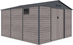 Gardiun Caseta Metálica Surrey 13 m2 Exterior 340x382x226 cm de Acero con Ventana Lateral y Efecto Madera Veteada