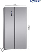 Bomann® French Door Kühlschrank No Frost | Kühl-Gefrier-Kombinationen mit Total No Frost | Kühlschrank mit Gefrierfach 400L | Side by Side Kühlschrank mit MultiAirflow-System | KG 7354 Edelstahl