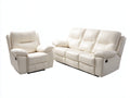 Conjunto de sofás reclinables de cuero sintético 210x90x100 cm - Crema - 3 plazas y 1 plaza - Diseño moderno