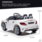 DEVESSPORT Coche Eléctrico Infantil Mercedes SLC 300 12V | con Mando, Faros LED, Música, USB y Apertura de Puertas – para Niños de 3 a 6 Años (Blanco)