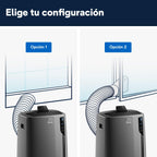 Pingüino PACEL112 Silent Aire Acondicionado Portátil Silencioso con Tecnología Eco Real Feel y Cool Surround, Función Deshumidificadora, 2.9 kW, 63 dB, Plástico, Negro, Clasa A, hasta 110m3