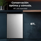 Cecotec Congelador Vertical Sobremesa 87L Bolero CoolMarket TF 87 Inox. 83,6 cm de Altura y 50,6 cm de Ancho, Bajo Consumo, Puerta Plana y Reversible, Diseño Compacto, Blanco