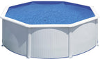 Piscina de Acero Elevada,Redonda con Aspecto Acero Blanco. Piscinas Desmontables para Jardín 350 x 120 cm - Piscina Gre KIT350ECO Fidji.