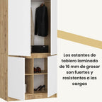 Armario AKORD S90 Roble Artisan 90 cm 4 puertas frente en color Blanco 90x51x180 cm