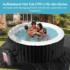 Hot Tub hinchable para 4 personas, 2400 W interior/exterior, piscina de spa de invierno, con 120 chorros de aire, protección contra heladas, 799 litros, a prueba de fugas, ahorro de energía