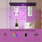 Vitrina Cristal Expositora con Luz, Puerta Cerradura, 4 estantes - Grande Vitrina de Colecciones,Vitrina de pie para Sala Oficina(Espalda Espejo)