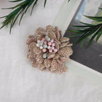 Sparkle Dahlia Fabric Flower with Bead Center - Product Detail Photo 3
