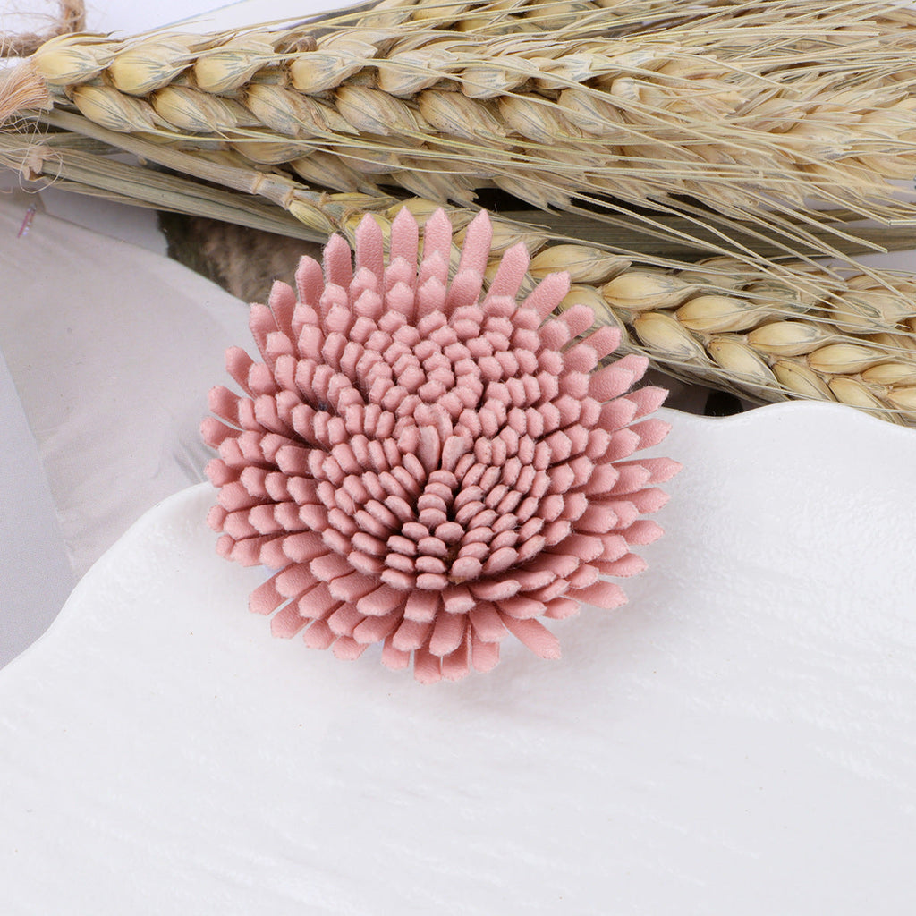 Textured Spike Pom Fabric Flower Applique - Yellow 5CM