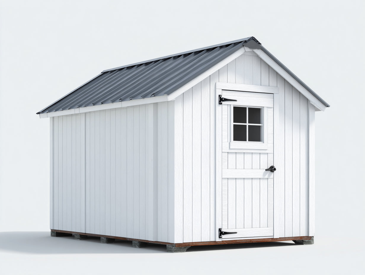 Casetas de jardín 200x150x210 cm - madera con techo de acero galvanizado - blanco-gris - diseño resistente exterior