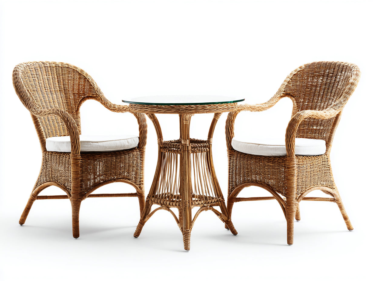 Conjunto de muebles de jardín 3 piezas 60x60x72 cm - ratán natural color marrón claro - diseño moderno para exterior