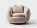 Sillones relax tapizado en tela bouclé con base giratoria 90x85x75 cm - beige - diseño moderno para salón