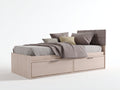 Camas individuales 200x100x95 cm - madera clara con 2 cajones - cabecero tapizado - diseño moderno