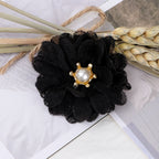 Lace Mesh Fabric Flower with Pearl Center - Product Detail Photo 4