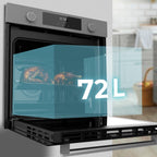 Cecotec Horno Multifunción Integrable 60cm Bolero Hexa M226000 Glass Grey A. 2800W, 72L, 7 Funciones, Modo Grill, Fan Assisted Grill, Modo Convección, Defrost, Steam Base X2, Steam EasyClean y Assist