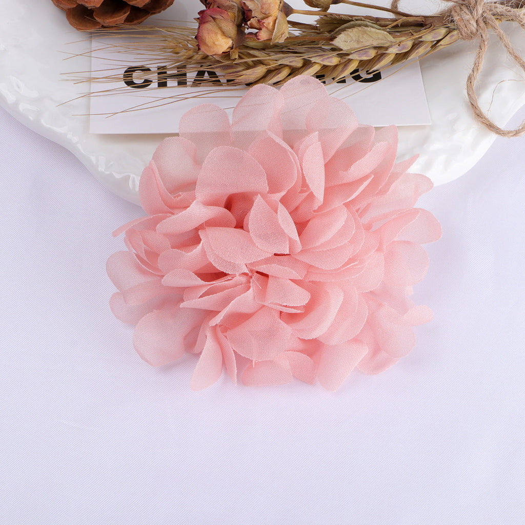 Layered Chiffon Pom Fabric Flower Applique - Blue 10CM