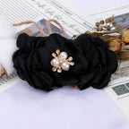 Layered Fabric Flower with Pearl Brooch Center - Product Detail Photo 4
