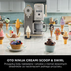 Ninja CREAMi Scoop and Swirl Maszyna do lodów z 2 pojemnikami, 13 funkcji, przygotowuje lody, lody włoskie, gelato, koktajle mleczne i inne desery, opcja dodatków, kamienne złoto, NC701EUSTGD