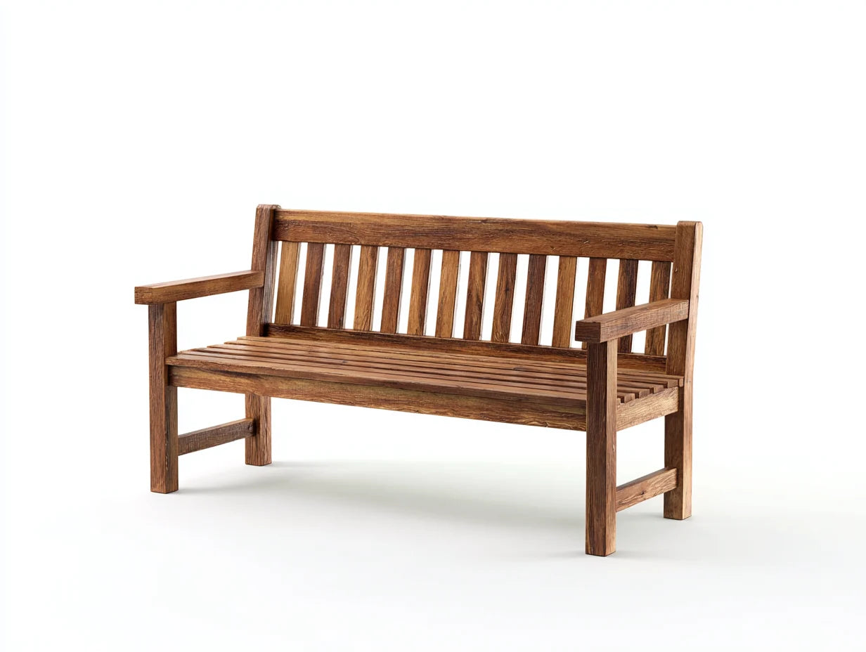 Bancos de jardín madera 150x60x90 cm - marrón - diseño clásico con respaldo y reposabrazos
