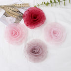 Organza Rolled Rose Fabric Flower Applique - Purple 11CM