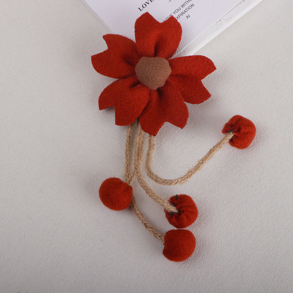 Tassel Daisy Fabric Flower with Pom Charms - Product Detail Photo 2