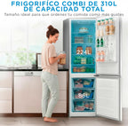 Midea Frigorífico Combi No Frost | 60 cm ancho x 188 alto cm | Inox | Nevera libre instalación 224 L + 86 L Congelador - Refrigerador de bajo consumo con congelador vertical