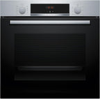 Bosch - Horno Multifunción, Serie 4, 60 cm. de ancho, Asistente de limpieza con agua, 3D Hotair, Acero, HBA514ES3