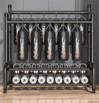 Perchero De Metal con Ruedas, Perchero de Acero Al Carbono con 2 Almacenamiento De Rack Y 2 Rieles De Ropa, Extraíble