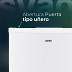 Svan Congelador Vertical Blanco SCV85502E. Capacidad 60 Litros, Puerta Reversible, Bajo nivel Sonoro, Eficiencia Energética Clase E