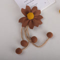 Tassel Daisy Fabric Flower with Pom Charms - Red