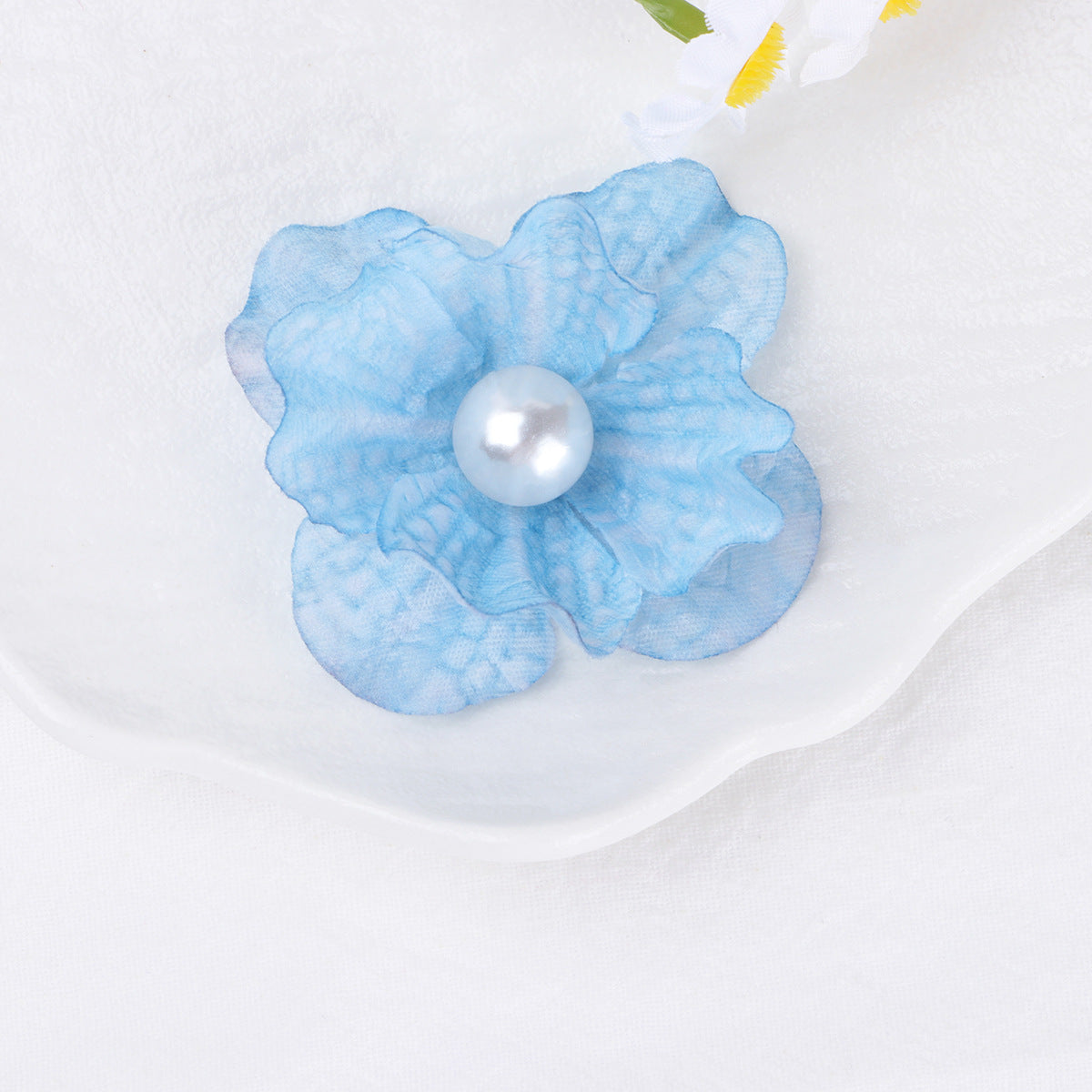 Ombre Petal Fabric Flower with Pearl Center - Product Detail Photo 3