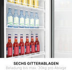 Bomann Kühlschrank mit Glastür | Getränkekühlschrank abschließbar | 6 höhenverstellbare Ablagen | 30kg je Ablage | 347 Liter | Kühlschrank groß | Flaschenkühlschrank m. LED-Licht | KSG 7351 schwarz