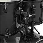 Gear4music BDK-1 Kit de Batería Compacta Completa para Principiantes - Batería Acústica de 5 Piezas, Platillos, Pedal de Bombo, Sillín y Baquetas - Negro