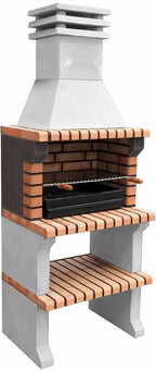 MOVELAR - Barbacoa de Obra Prefabricada de Leña y Carbón Modelo Liz XL (Gris, Naranja - 76 x 58 x 210 cm) REF: 3412/4 - Cocina de Exterior Compacta para Jardín, Terraza o Patio