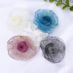 Raw Edge Organza Rose Fabric Flower Applique - Orange 9.5CM