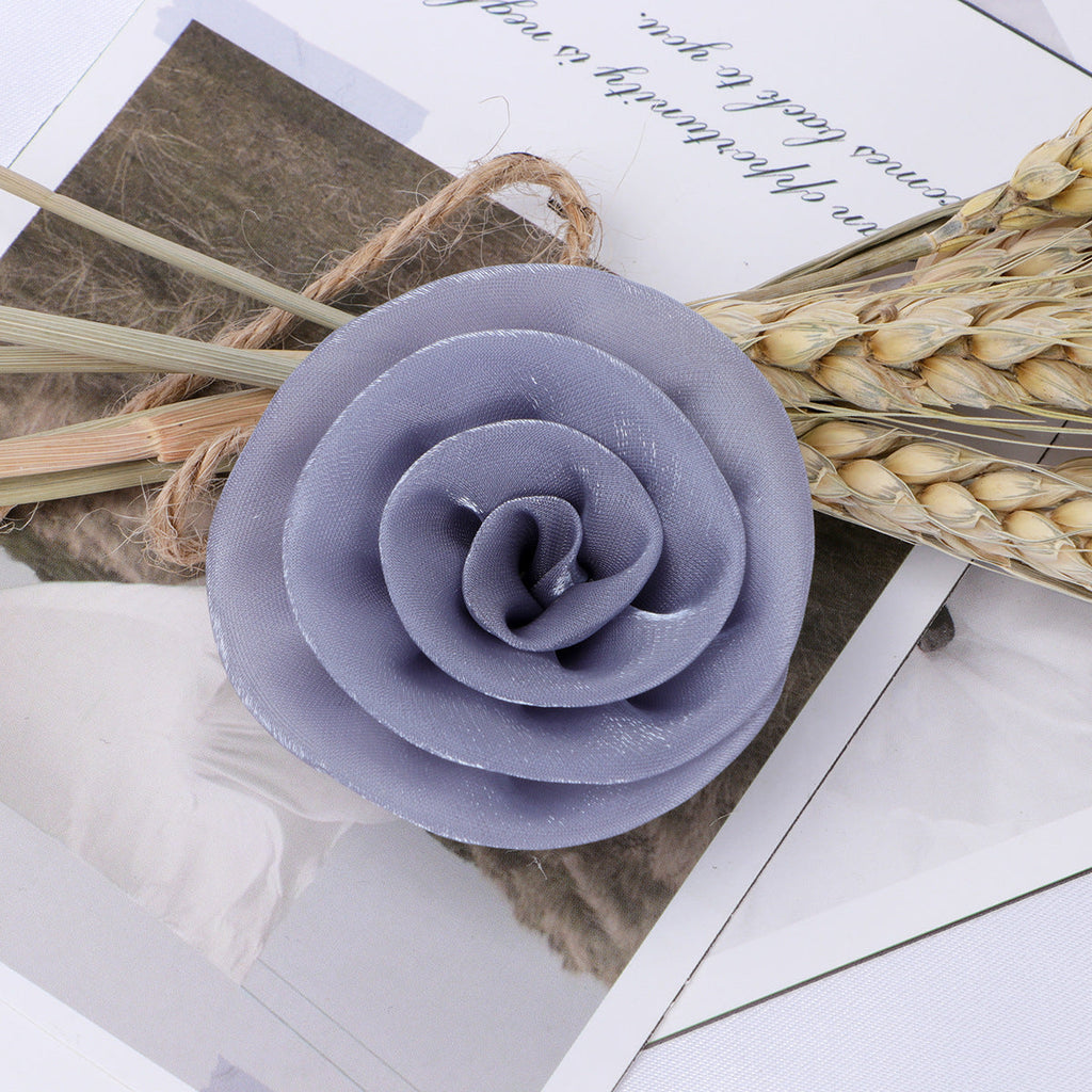 Glossy Rolled Rose Fabric Flower Applique - Product Detail Photo 3