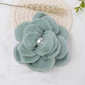Plush Velvet Camellia Fabric Flower with Pearl - Purple 10CM